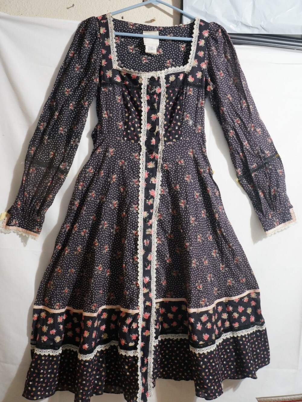 Gunne SAX floral Maxi Dress Prairie Roses Vtg Rare Find Size XS - Picture 4 of 15